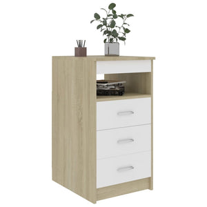 Drawer Cabinet White and Sonoma Oak 15.7"x19.7"x29.9" Chipboard