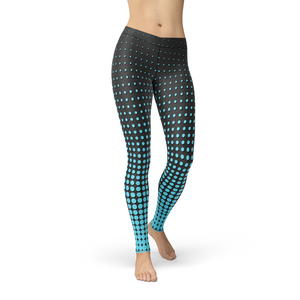 Women's Leggings Avery Blue Dots Activewear Yoga Leggings Made in the USA