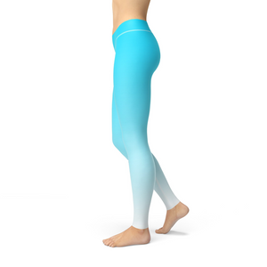 Women's Leggings Avery Blue White Ombre Activewear Yoga Leggings Made in the USA