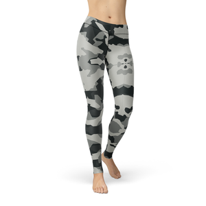 Women's Leggings Jean Digital Grey Camo Leggings Activewear Yoga Leggings Made in the USA